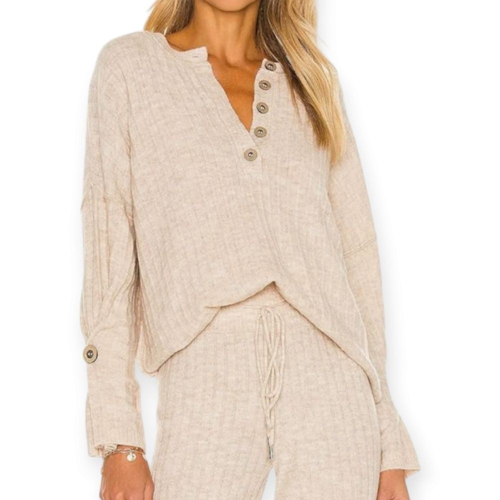 Intimately Free People Around the Clock Cream Long Sleeve Sweater Women's Size M